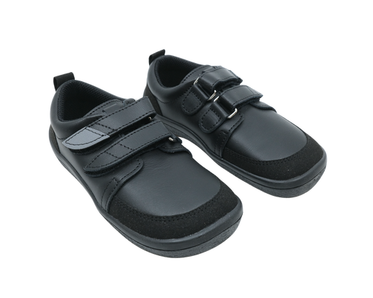 Beda Barefoot Leather Trainers School Shoes – Just Black